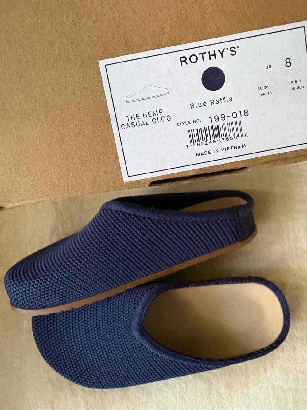 Rothy’s The Hemp Casual Clog in Blue Raffia-Knit🔥 Size 8• New! 🔥
